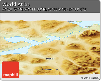 Physical 3D Map of the Area around 67° 31' 18" N, 17° 4' 30" E
