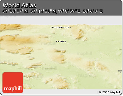 Physical 3D Map of the Area around 67° 31' 18" N, 19° 37' 30" E