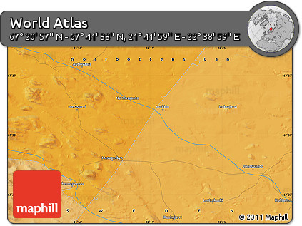 Political Map of the Area around 67° 31' 18" N, 22° 10' 29" E