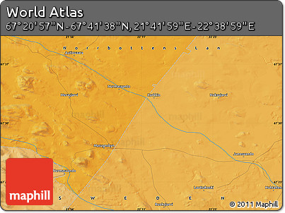 Political Map of the Area around 67° 31' 18" N, 22° 10' 29" E