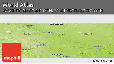 Physical Panoramic Map of the Area around 67° 31' 18" N, 22° 10' 29" E