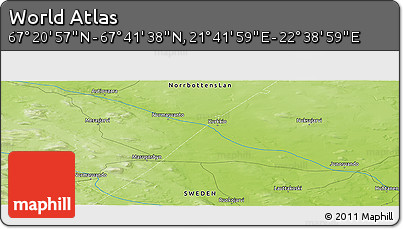 Physical Panoramic Map of the Area around 67° 31' 18" N, 22° 10' 29" E