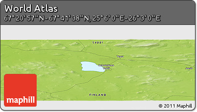 Physical Panoramic Map of the Area around 67° 31' 18" N, 25° 34' 30" E