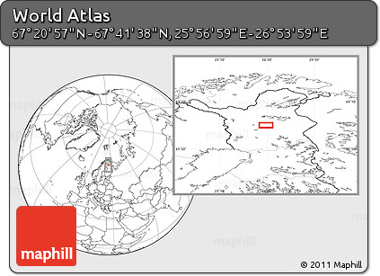 Blank Location Map of the Area around 67° 31' 18" N, 26° 25' 29" E