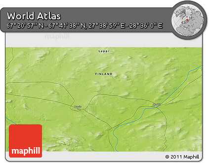 Physical 3D Map of the Area around 67° 31' 18" N, 28° 7' 30" E