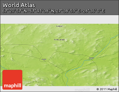 Physical 3D Map of the Area around 67° 31' 18" N, 28° 7' 30" E