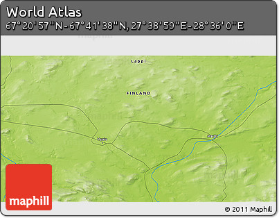 Physical 3D Map of the Area around 67° 31' 18" N, 28° 7' 30" E