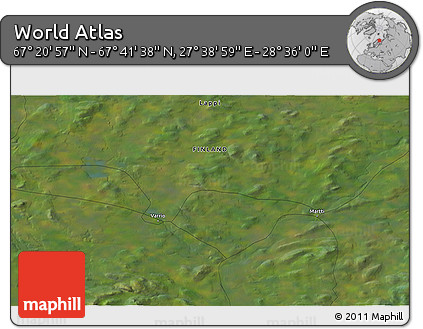 Satellite 3D Map of the Area around 67° 31' 18" N, 28° 7' 30" E