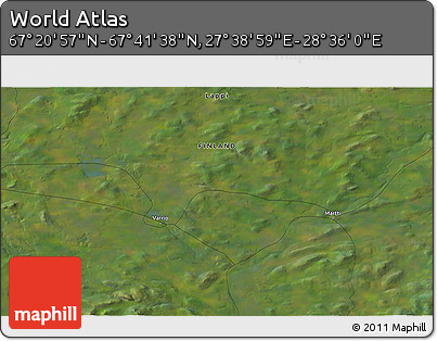 Satellite 3D Map of the Area around 67° 31' 18" N, 28° 7' 30" E