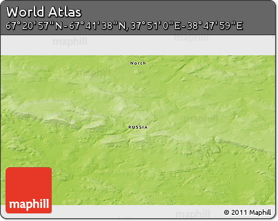 Physical 3D Map of the Area around 67° 31' 18" N, 38° 19' 30" E