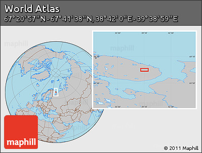 Gray Location Map of the Area around 67° 31' 18" N, 39° 10' 29" E