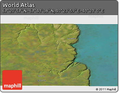 Satellite 3D Map of the Area around 67° 31' 18" N, 40° 52' 30" E