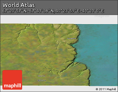 Satellite 3D Map of the Area around 67° 31' 18" N, 40° 52' 30" E