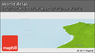 Physical Panoramic Map of the Area around 67° 31' 18" N, 47° 40' 29" E
