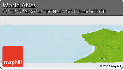 Physical Panoramic Map of the Area around 67° 31' 18" N, 47° 40' 29" E