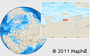 Shaded Relief Location Map of the area around 67° 31' 18" N, 49° 22' 30" E