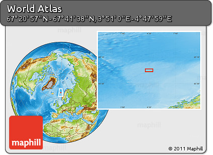 Physical Location Map of the Area around 67° 31' 18" N, 4° 19' 30" E