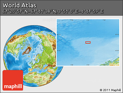 Physical Location Map of the Area around 67° 31' 18" N, 4° 19' 30" E