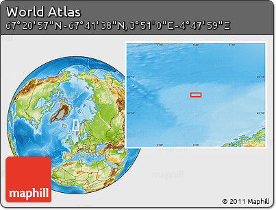 Physical Location Map of the Area around 67° 31' 18" N, 4° 19' 30" E