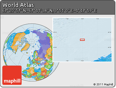 Political Location Map of the Area around 67° 31' 18" N, 4° 19' 30" E