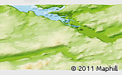 Physical 3D Map of the area around 67° 31' 18" N, 50° 55' 29" W