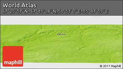 Physical Panoramic Map of the Area around 67° 31' 18" N, 55° 19' 30" E