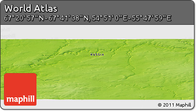 Physical Panoramic Map of the Area around 67° 31' 18" N, 55° 19' 30" E