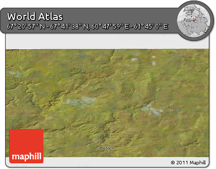 Satellite 3D Map of the Area around 67° 31' 18" N, 61° 16' 29" E
