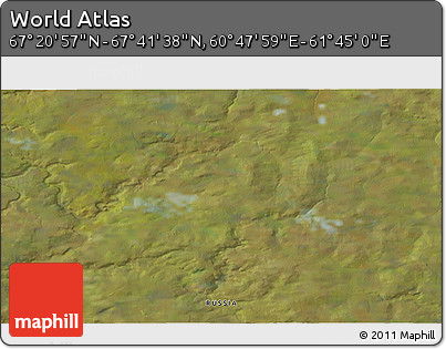 Satellite 3D Map of the Area around 67° 31' 18" N, 61° 16' 29" E