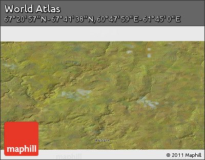 Satellite 3D Map of the Area around 67° 31' 18" N, 61° 16' 29" E