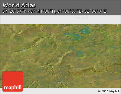 Satellite 3D Map of the Area around 67° 31' 18" N, 62° 7' 30" E