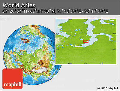 Physical Location Map of the Area around 67° 31' 18" N, 72° 19' 29" E