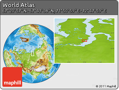 Physical Location Map of the Area around 67° 31' 18" N, 72° 19' 29" E