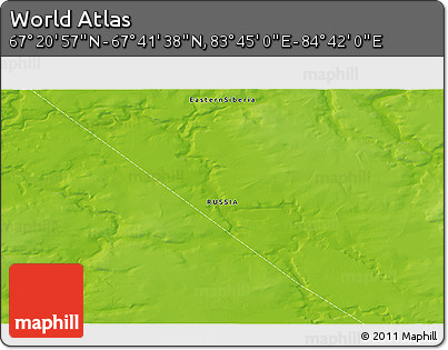 Physical 3D Map of the Area around 67° 31' 18" N, 84° 13' 29" E