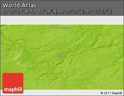 Physical 3D Map of the Area around 67° 31' 18" N, 85° 4' 29" E