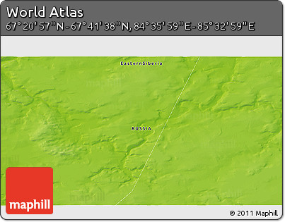 Physical 3D Map of the Area around 67° 31' 18" N, 85° 4' 29" E