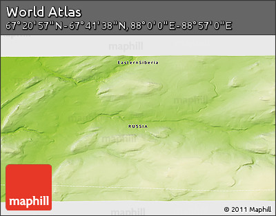 Physical 3D Map of the Area around 67° 31' 18" N, 88° 28' 29" E