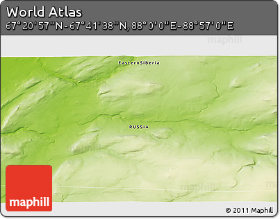 Physical 3D Map of the Area around 67° 31' 18" N, 88° 28' 29" E