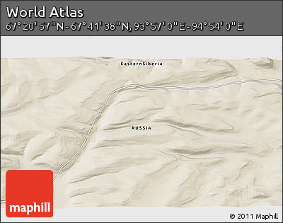 Shaded Relief 3D Map of the Area around 67° 31' 18" N, 94° 25' 30" E