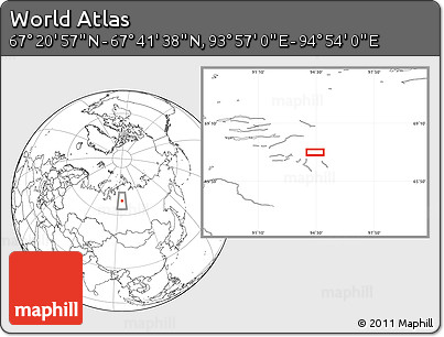 Blank Location Map of the Area around 67° 31' 18" N, 94° 25' 30" E