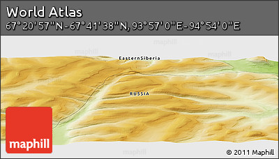 Physical Panoramic Map of the Area around 67° 31' 18" N, 94° 25' 30" E