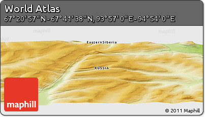 Physical Panoramic Map of the Area around 67° 31' 18" N, 94° 25' 30" E