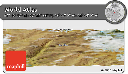 Satellite Panoramic Map of the Area around 67° 31' 18" N, 94° 25' 30" E