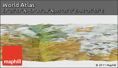 Satellite Panoramic Map of the Area around 67° 31' 18" N, 96° 7' 30" E