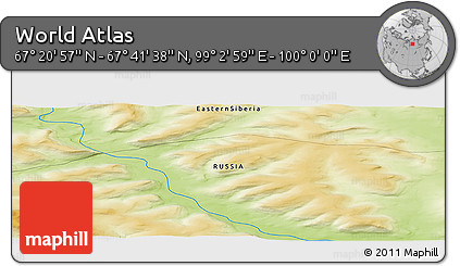 Physical Panoramic Map of the Area around 67° 31' 18" N, 99° 31' 30" E