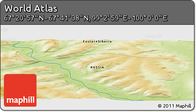 Physical Panoramic Map of the Area around 67° 31' 18" N, 99° 31' 30" E
