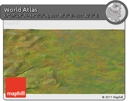 Satellite 3D Map of the Area around 67° 49' 45" N, 101° 13' 29" E