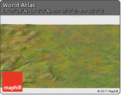 Satellite 3D Map of the Area around 67° 49' 45" N, 101° 13' 29" E