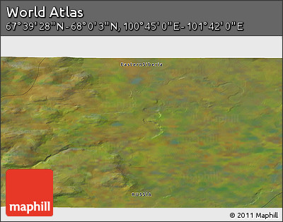 Satellite 3D Map of the Area around 67° 49' 45" N, 101° 13' 29" E