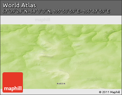 Physical 3D Map of the Area around 67° 49' 45" N, 106° 19' 29" E